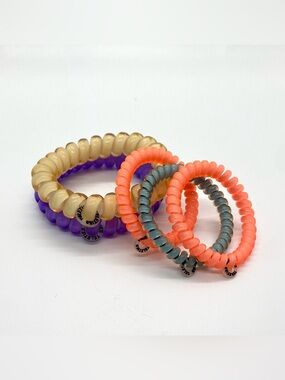 Teleties Spiral Coil Hair Ties Purple Orange Boho Fall Preppy Coastal Cowgirl